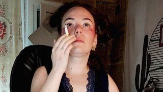 Stepsister sexually smokes a cigarette