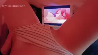 POINT OF VIEW Kawaii Chinese bitch touching herself watching lesbo porn anime wet Pink Vagina family are home