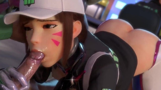 Overwatch porn D.Va climax in a public place from a massive prick Rule34 3D Animation