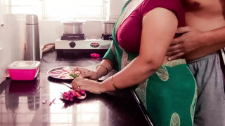 Desi Indian Enormous Titties Stepmom Arya Boned by Stepson in Kitchen while Cooking.