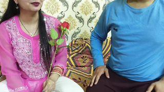Indian gorgeous boy wifey celebrate special Valentine week Happy Rose day sleazy talk in hindi voice saara give footjob