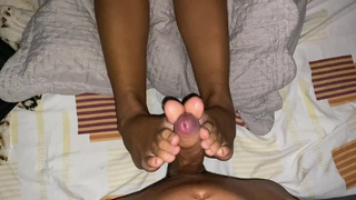 Thai whore Footjob with a gigantic penis