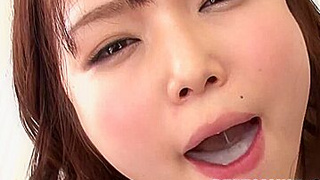 Two meatpipes for Megumi Shino's gullet in a Japanese bj - JAV!