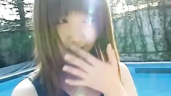 Teen Cutie Momoko Tabata in a Swiming Suit outside her Perky Small Tits Har