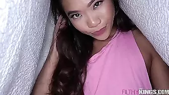 Hot Asian Sister Fucks Big Dick Brother in Pillow Fort