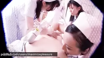Japanese Nurses Femdom Handjob & Nipple Tease [POV]
