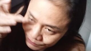 Dumb not happy Asian wifey Noi - Oral Sex girl three, spunk in mouth