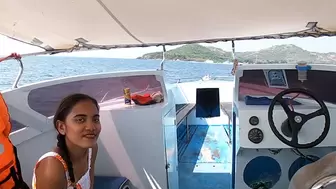 Rented a boat for a day and had sex on it with Oriental teeny gf